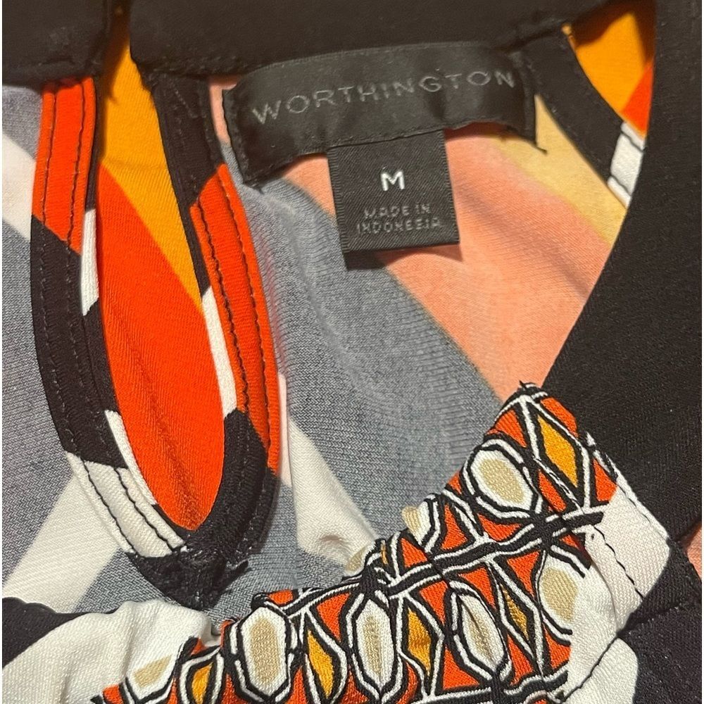WORTHINGTON black orange halter dress. Size M - Picture 6 of 6